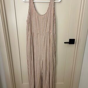 Patagonia Beige and White Striped Jumpsuit